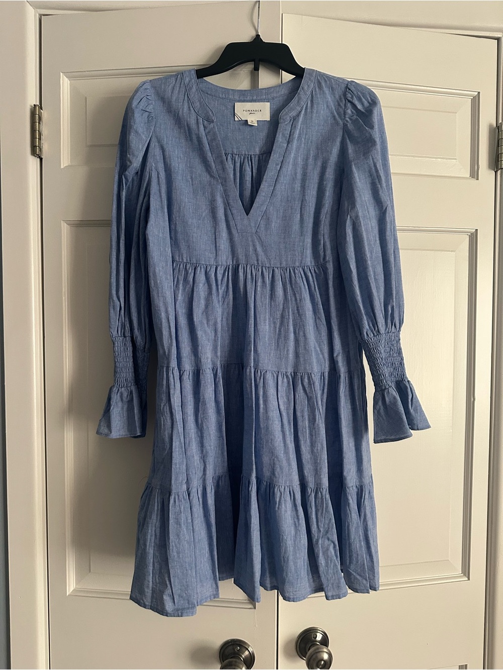 Light Blue Tiered V-Neck Women’s Dress
